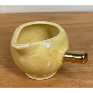 Vintage Warranted 22k Gold Trim Yellow Lusterware Iridescent Creamer